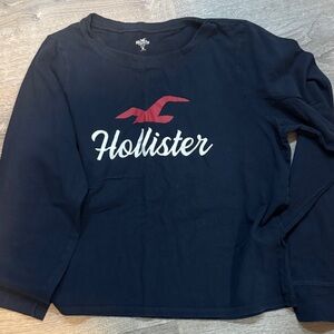 Hollister Sleep Long Sleeve Tee in Navy with Red Logo